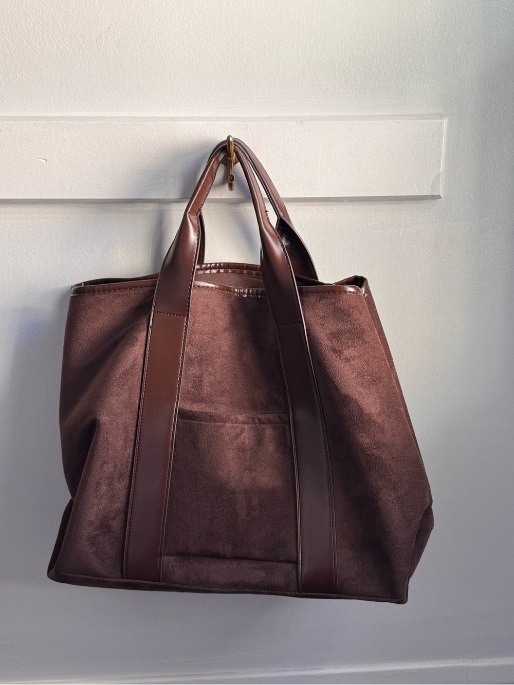 Brown women's Faux Suede Tote Bag